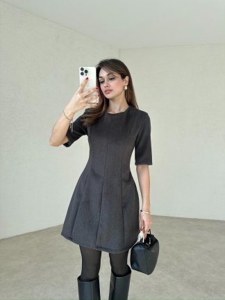YULİANA Mini Elbise 3560 - Antrasit - 3