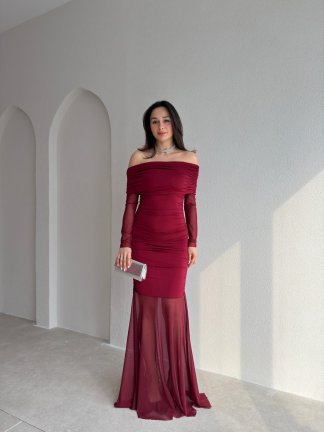 YUMİ Elbise 7145 - Bordo 