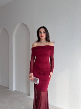 YUMİ Elbise 7145 - Bordo - 2