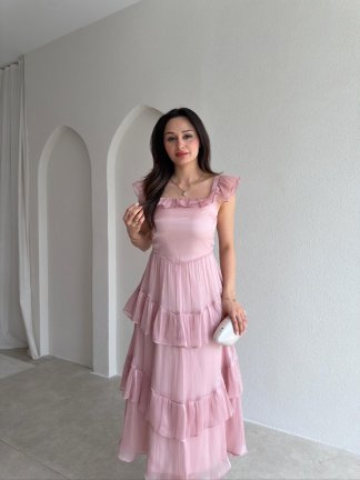 YVONNE Midi Elbise 7546 - Pudra - 2