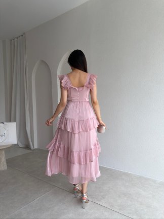 YVONNE Midi Elbise 7546 - Pudra - 3