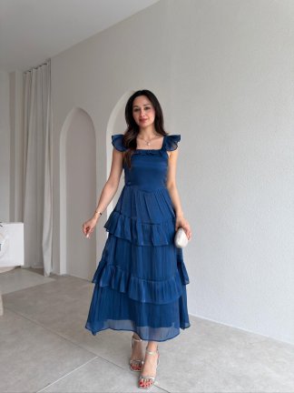 YVONNE Midi Elbise 7546 - Lacivert 