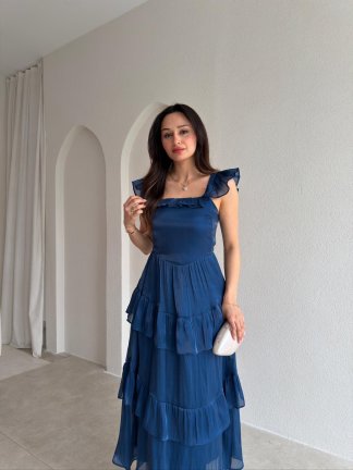 YVONNE Midi Elbise 7546 - Lacivert - 2