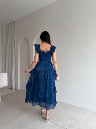 YVONNE Midi Elbise 7546 - Lacivert - 3