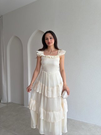 YVONNE Midi Elbise 7546 - Beyaz - 2