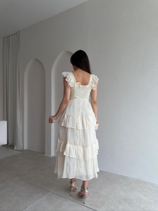 YVONNE Midi Elbise 7546 - Beyaz - 3