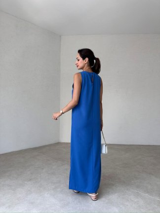 ZARİNSA Maxi Elbise 4679 - Mavi - 3