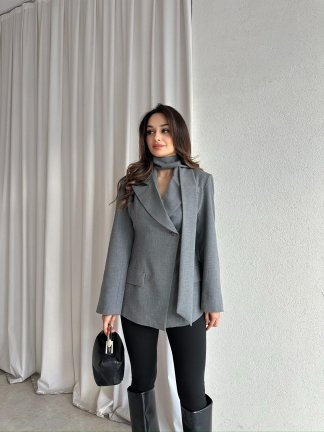 ZEGNA Şallı Ceket 8370 - Gri - 2