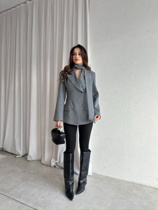 ZEGNA Şallı Ceket 8370 - Gri - 4