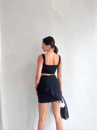 Zipper Detailed Jean Skirt - 5