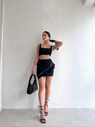 Zipper Detailed Jean Skirt - 2