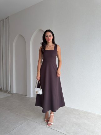 ZİVA Midi Elbise 3680 - Acı Kahve 