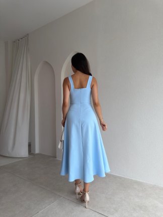 ZİVA Midi Elbise 3680 - Bebe Mavi - 3