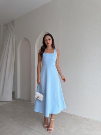 ZİVA Midi Elbise 3680 - Bebe Mavi 