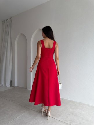 ZİVA Midi Elbise 3680 - Kırmızı - 3