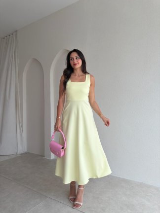 ZİVA Midi Elbise 3680 - Sarı 