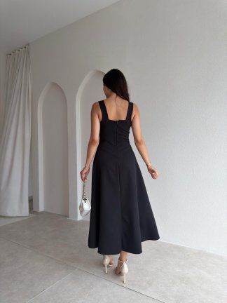 ZİVA Midi Elbise 3680 - Siyah - 3