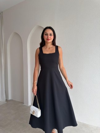 ZİVA Midi Elbise 3680 - Siyah - 2