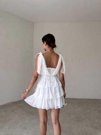 ZONEX Mini Elbise 8989 - Beyaz - 3