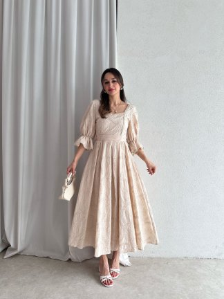 ZURİCH Midi Elbise 7439 - Bej - 2