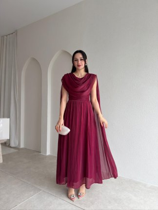 ZUZANNA Maxi Elbise 9069 - Bordo 