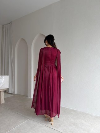 ZUZANNA Maxi Elbise 9069 - Bordo - 3