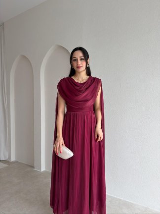 ZUZANNA Maxi Elbise 9069 - Bordo - 2