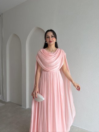 ZUZANNA Maxi Elbise 9069 - Pudra - 2
