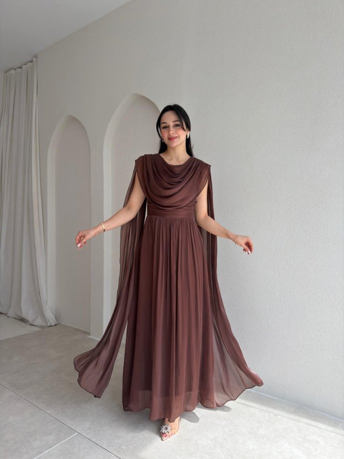 ZUZANNA Maxi Elbise 9069 - Acı Kahve MAXİ ELBİSELER Mooi Butik