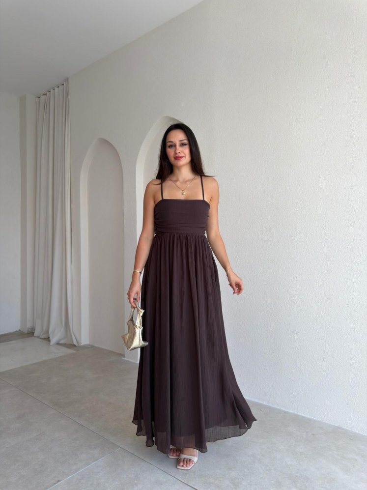 ADENYA Midi Elbise 3045 - Acı Kahve - Mooi Butik