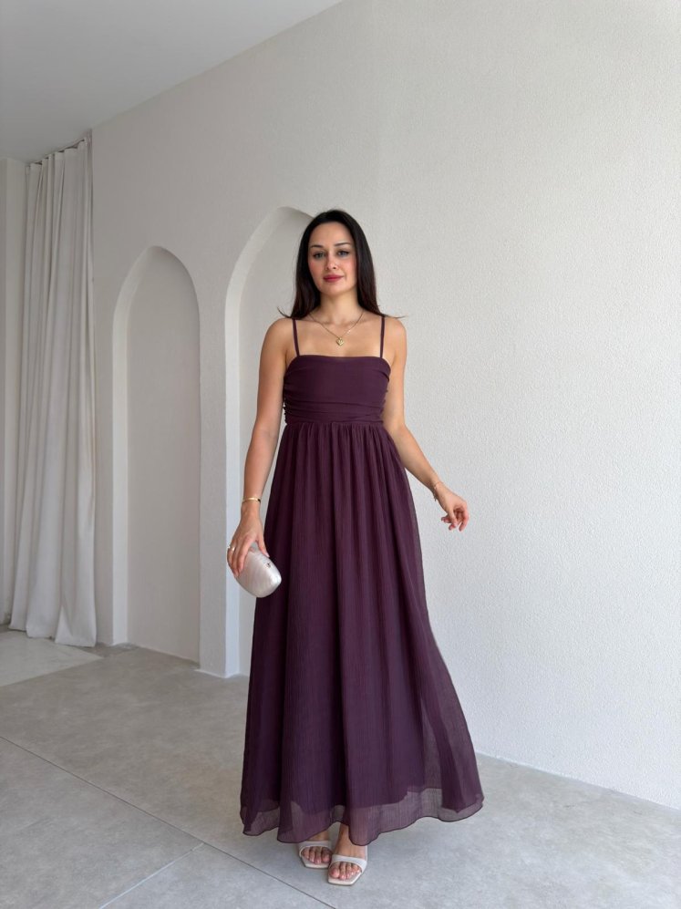 ADENYA Midi Elbise 3045 - Mürdüm - Mooi Butik