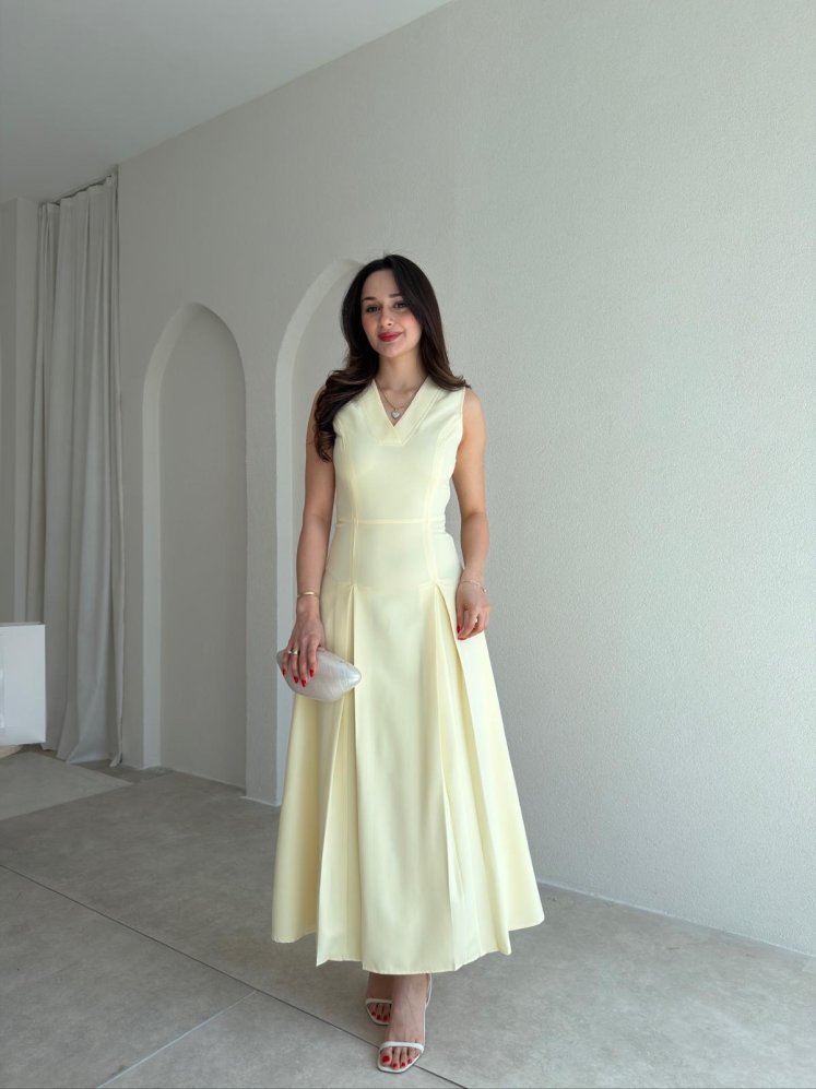 ADESYA Midi Elbise 6549 - Sarı - Mooi Butik