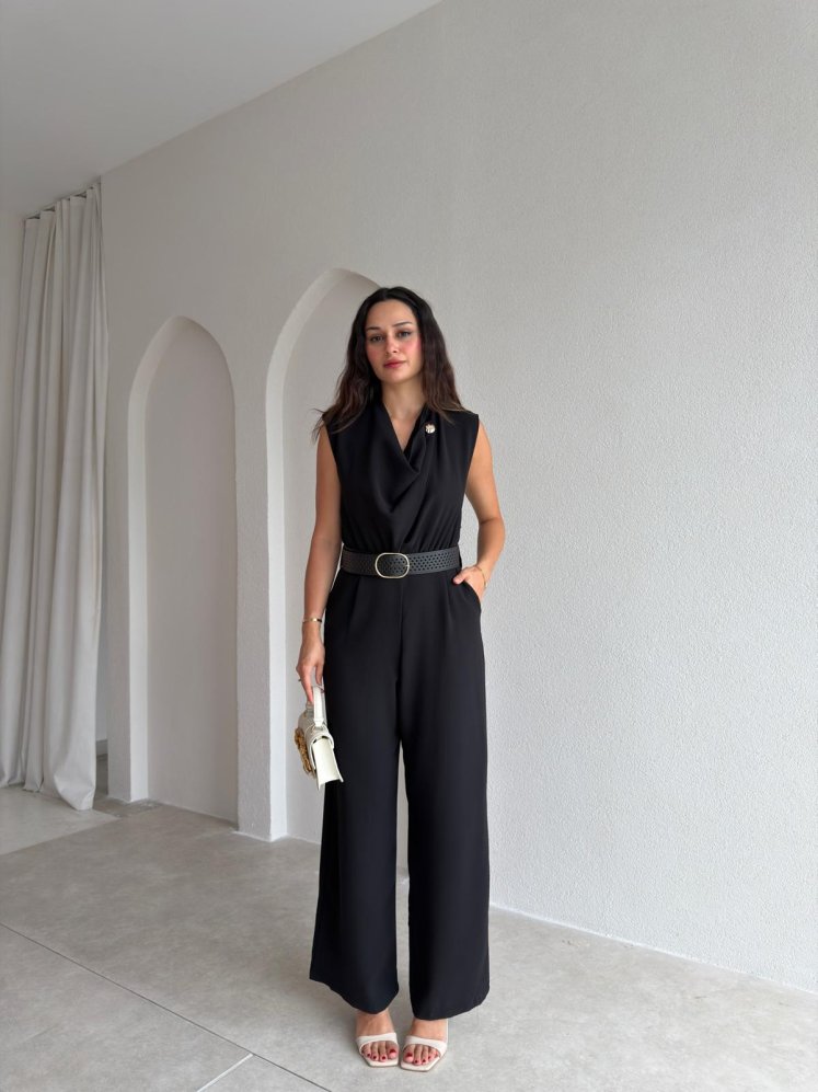 ADİN Kemerli Tulum 3044 - Siyah - Mooi Butik