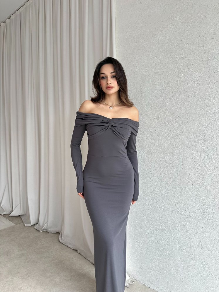 ADVENT Maxi Elbise 8409 - Gri - Mooi Butik