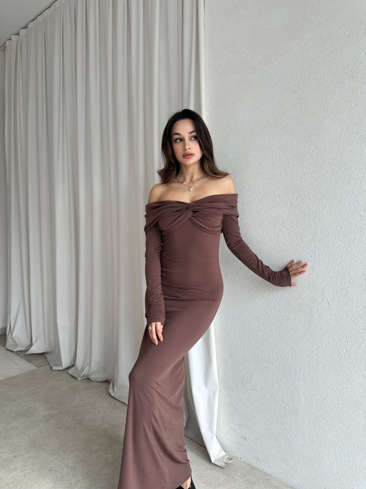ADVENT Maxi Elbise 8409 - Kahverengi - Mooi Butik