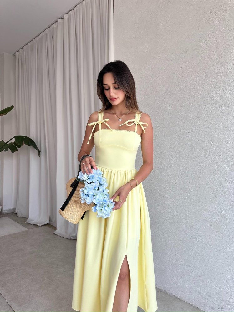 AGAPE Midi Elbise 8597 - Sarı - Mooi Butik