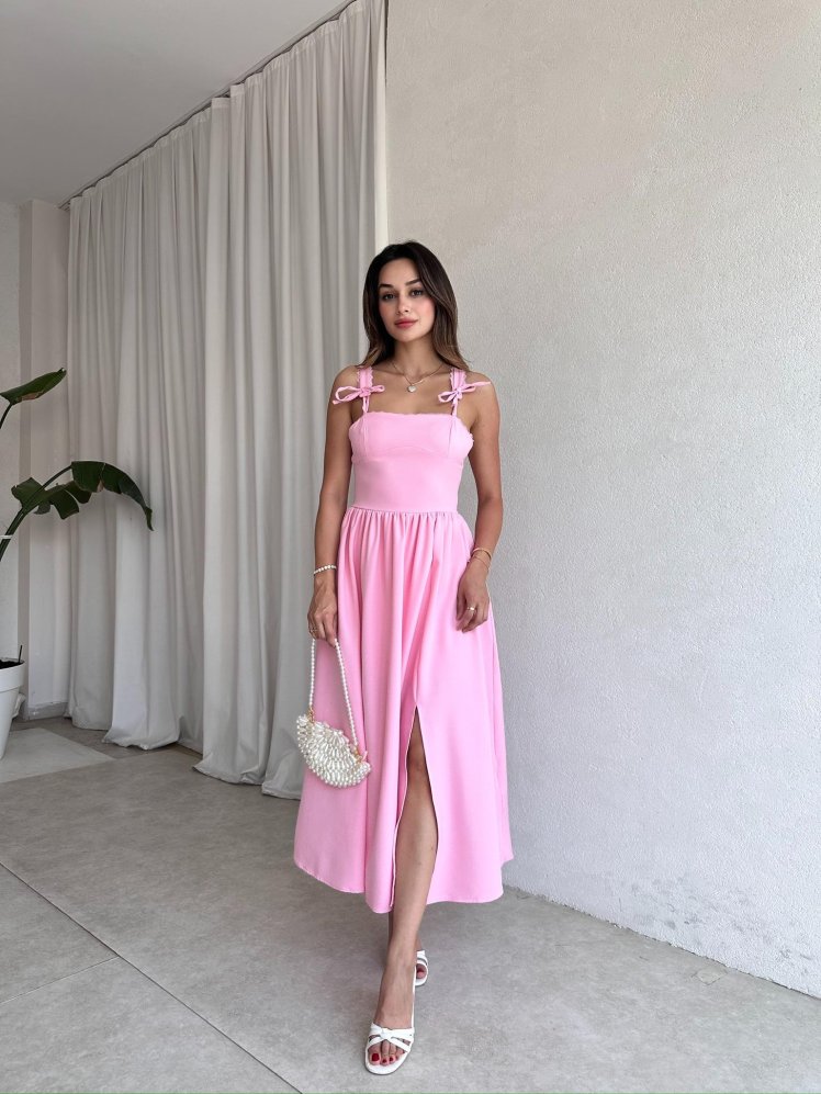 AGAPE Midi Elbise 8597 - Pembe - Mooi Butik