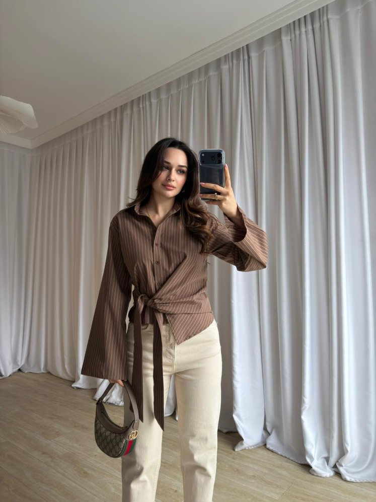 AJAX Gömlek 8866 - Kahverengi - Mooi Butik