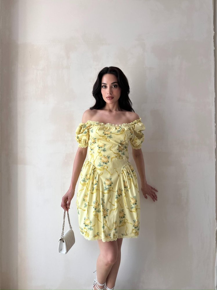 ALBROW Mini Elbise 4453 - Sarı - Mooi Butik