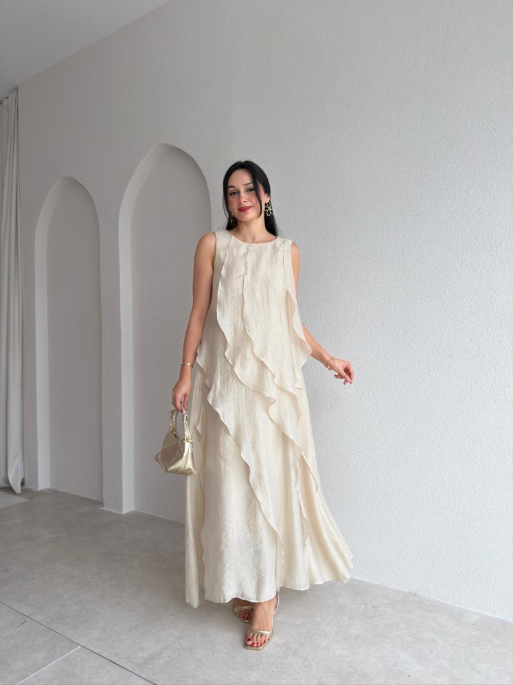 ALDO Maxi Elbise 5641 - Krem Rengi - Mooi Butik