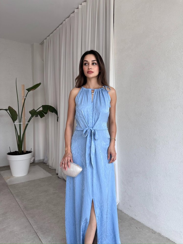 ALESSİ Maxi Elbise 8402 - Mavi - Mooi Butik