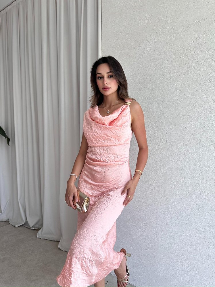 ALEX Midi Elbise 5819 - Pudra - Mooi Butik