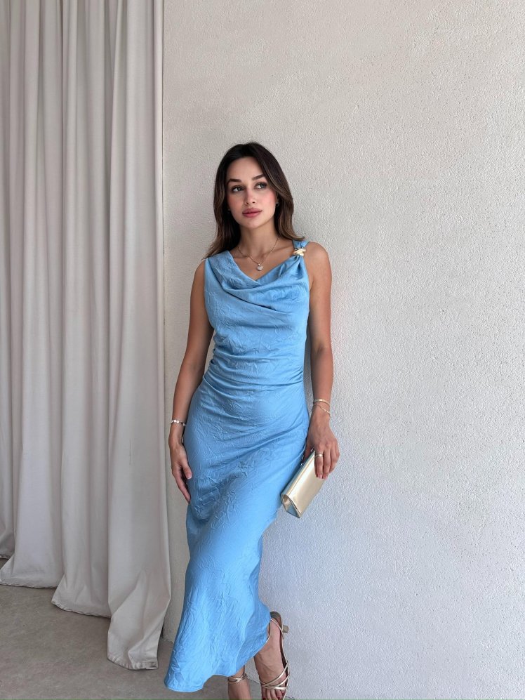 ALEX Midi Elbise 5819 - Mavi - Mooi Butik