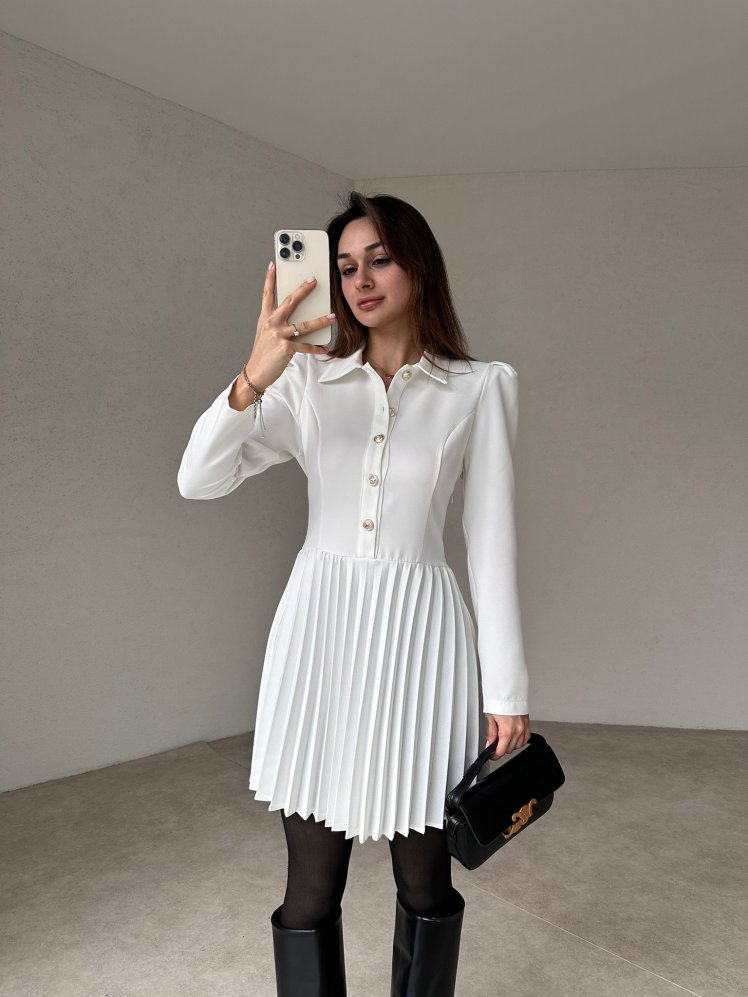 ALGİS Mini Elbise 2029 - Beyaz - Mooi Butik