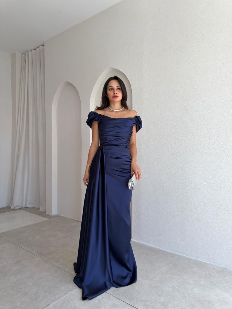 ALGORA Maxi Elbise 3046 - Lacivert - Mooi Butik