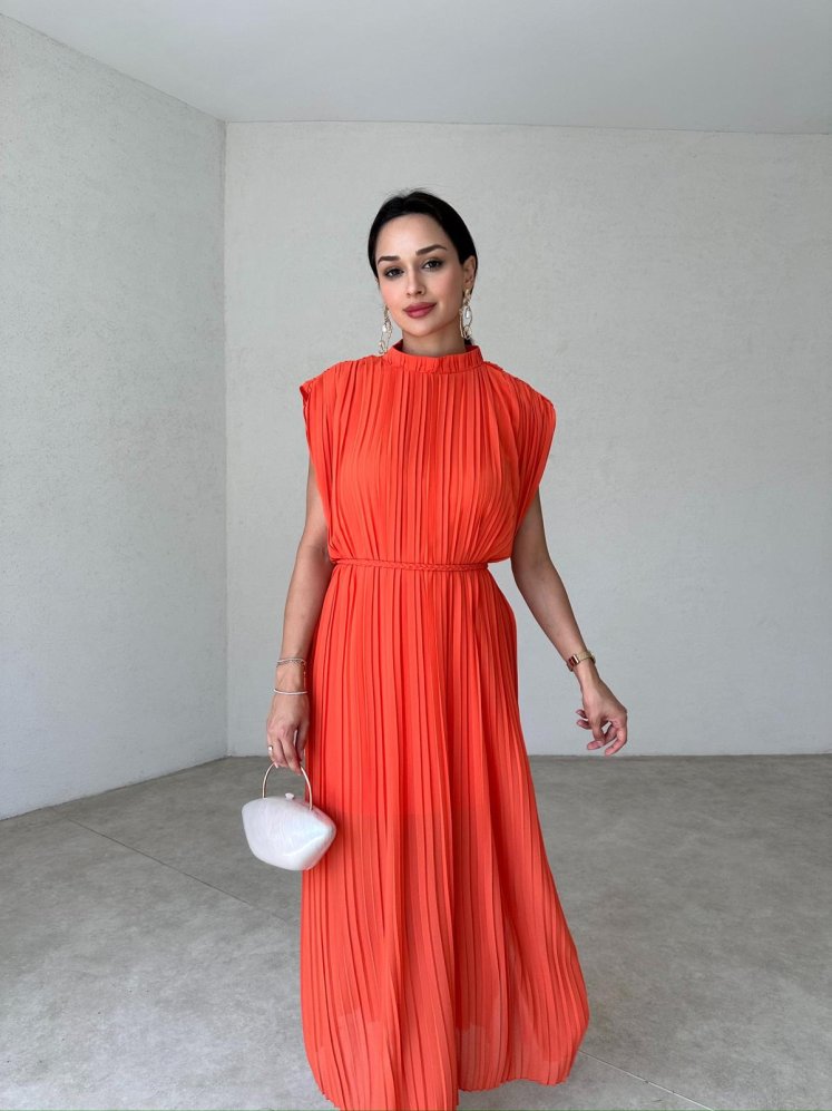 ALİNSO Midi Elbise 7747 - Turuncu - Mooi Butik