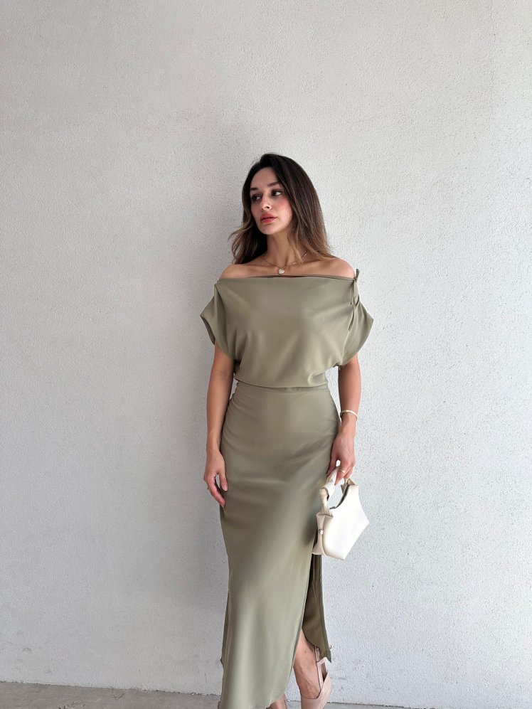 ALİX Midi Elbise 5039 - Yeşil - Mooi Butik