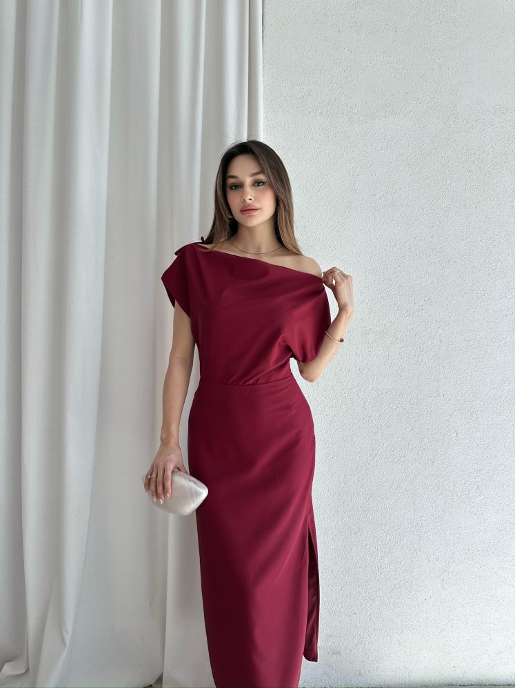 ALİX Midi Elbise 5039 - Bordo - Mooi Butik