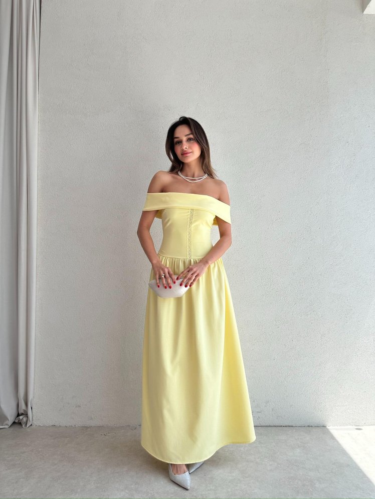 ALPHER Maxi Elbise 9865 - Sarı - Mooi Butik