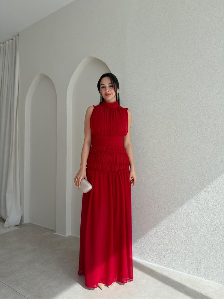 ALVİN Maxi Elbise 2013 - Kırmızı - Mooi Butik